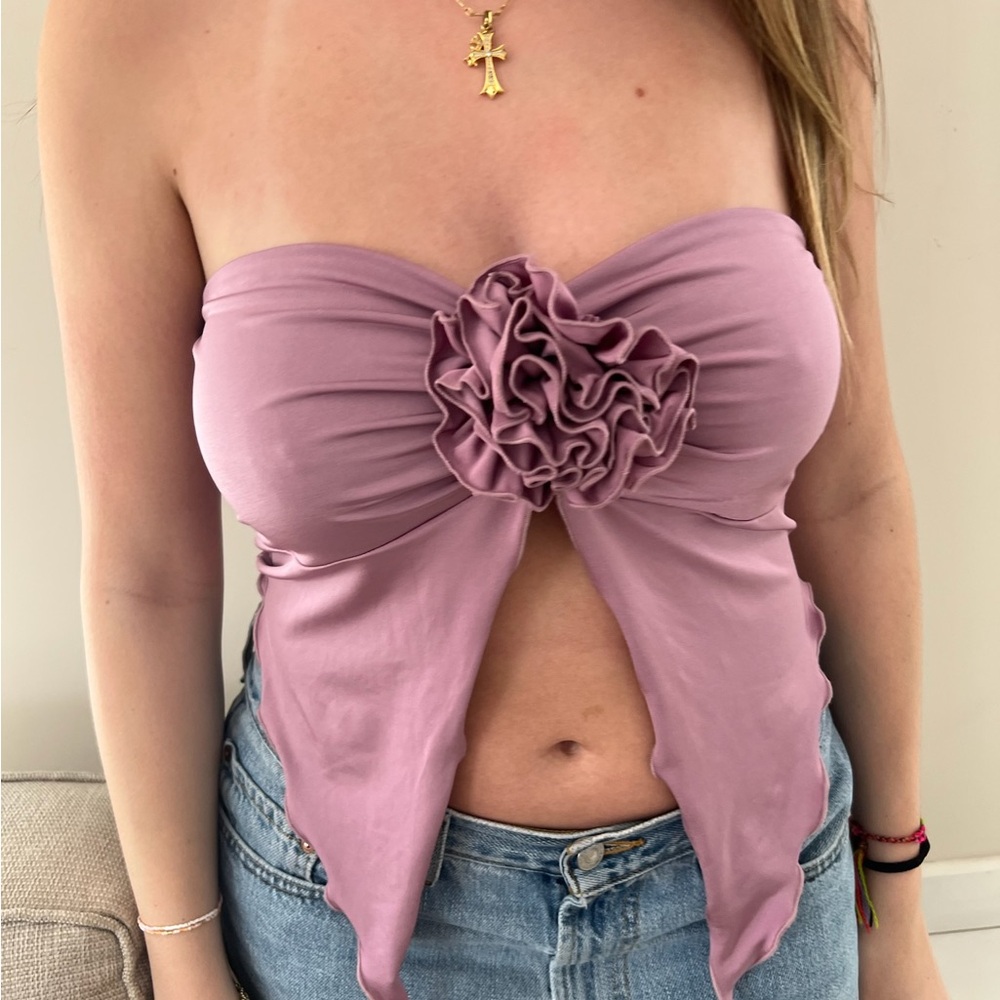 NWT blue blush purple ruffle tube top